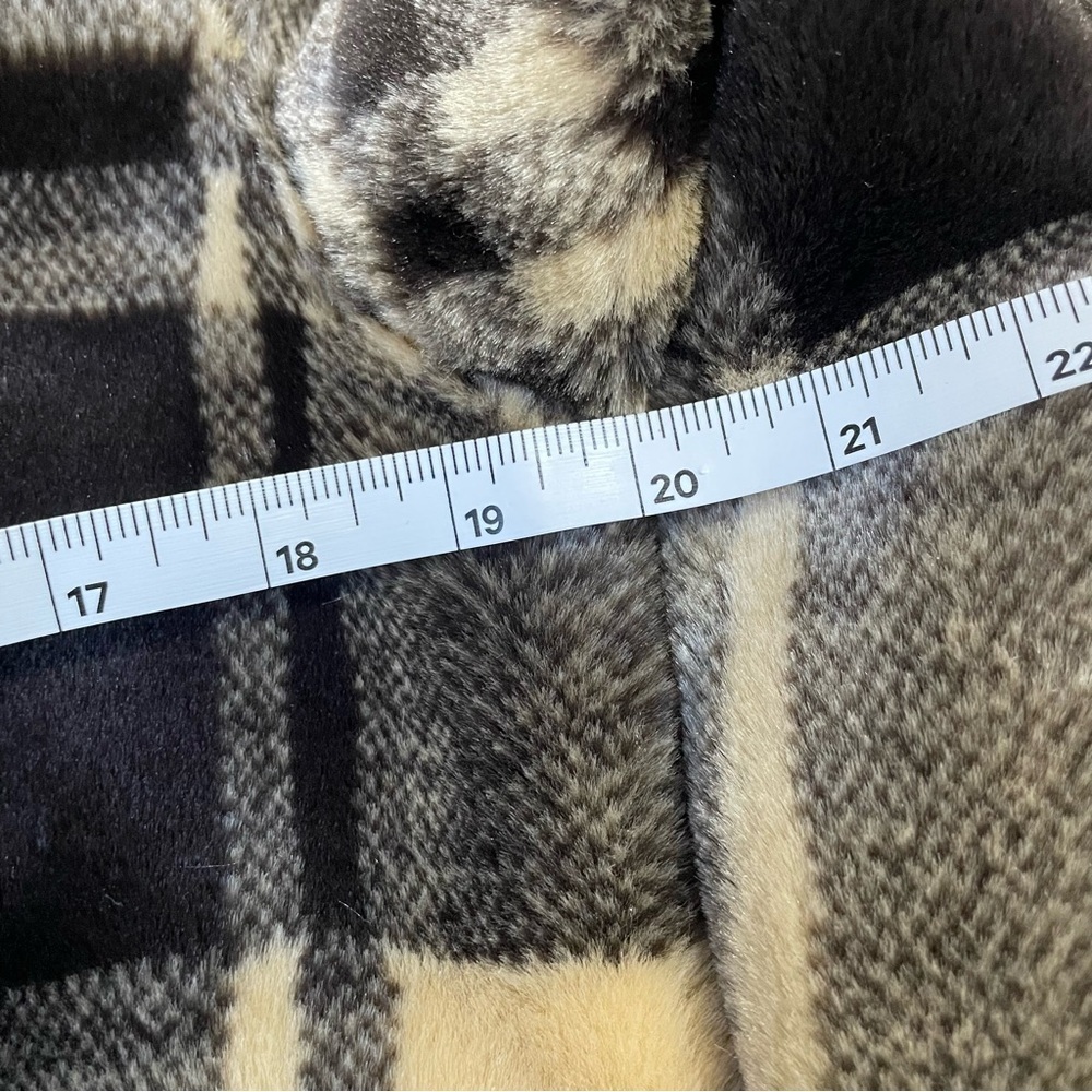 Vintage Y2K 90s Faux Suede Tan & Plaid Reversible Hooded Toggle Coat Jacket - Picture 10 of 13